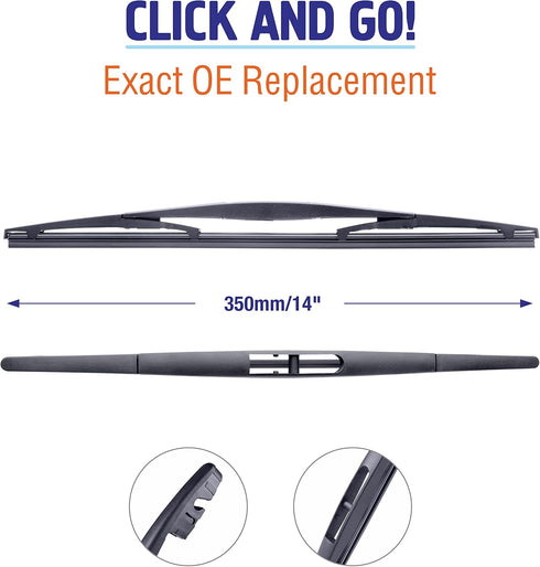 14 inch (14-B) Rear Wiper Blades Replacement for Honda CR-V 2011-2007 Fit 2020-2007 Pilot 2020-2016 Subaru Forester 2018-2006 Outback 19-05 +More ...