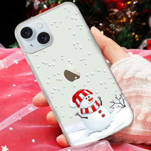 Lafunda Christmas Case for iPhone 15 Plus for Women Girls Kids Men Liquid Silicone Slim Soft TPU Bumper Cover Cute Clear Xmas Snowflake Series Pro...