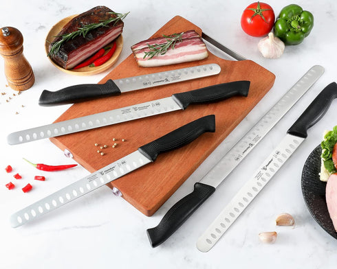 Chef 10-Inch Carving Knife with Granton Edge for Turkey Ham Meat Slicing and cutting NSF Certified CP5-10 Black...