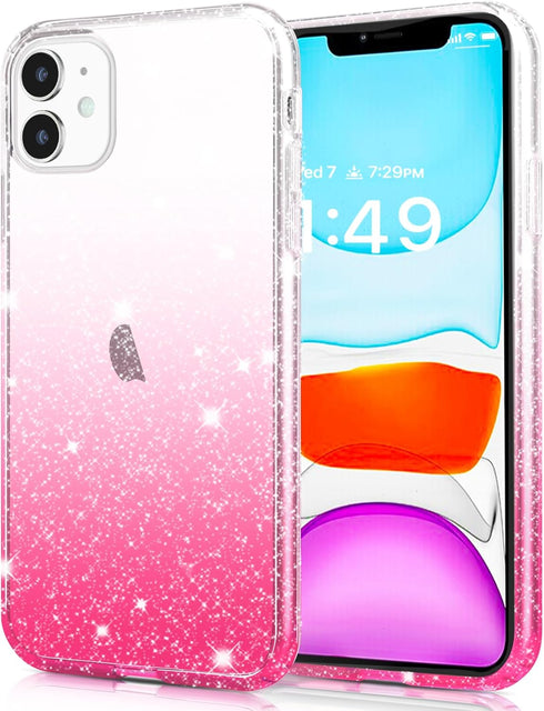 JJGoo Compatible with iPhone 11 Case, Clear Glitter Sparkle Shock Absorption Protective Phone Cases Cute Slim Thin Cover for Women Girls (6.1 inch...