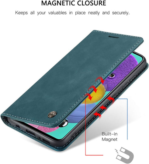 Samsung Galaxy A51 Wallet Case with Magnetic Stand Book Style Leather Flip Protective Case Wallet for Galaxy A51 6.5 inch (Blue)...