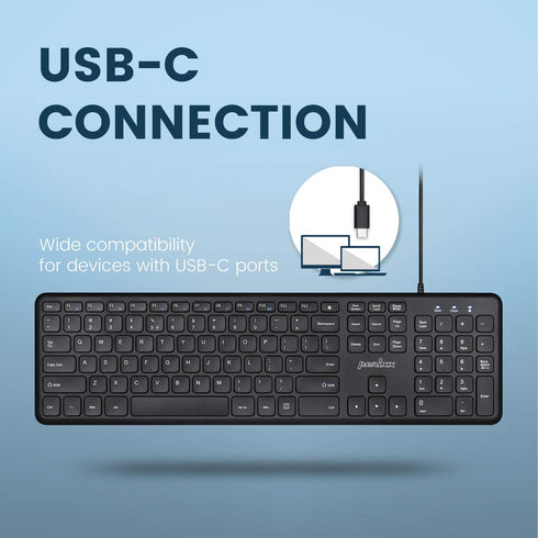 Perixx PERIBOARD-210C Wired Full-Size USB C Keyboard with Quiet Scissor Keys - Compatible with Mac, iPad, Windows, Chromebook, Tablets, Desktop, a...