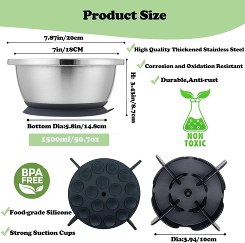 2-in-1 Slow Feeder Dog Bowl with Anti-Slip Silicone Base, 50.7oz, Stainless Steel, for Small to Medium Dogs...