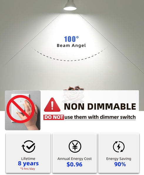 GU10 LED Bulb, Non-dimmable 4W (50W Equivalent) 100 Degree Flood Beam 5000K Daylight White, Halogen Replacement for Kitchen, Range Hood, Living Ro...