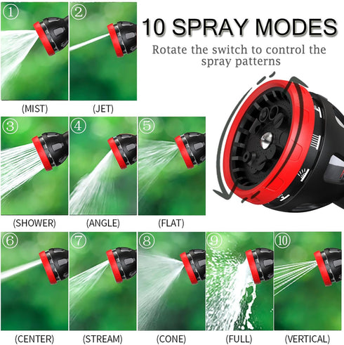 Garden Hose Nozzle - 10 Adjustable Patterns Metal High Pressure Hose Nozzle, Garden Hose Spray Nozzle with Thumb Control Design, Hose Sprayer for ...