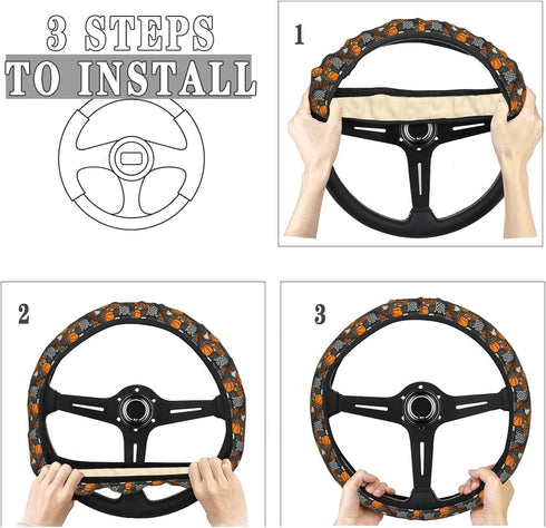 Grunge Boys Basketball Steering Wheel Covers Anti-Slip Elasticity Car Accessories Steering Wheel Protector Universal 15 Inch for Cars SUV Vehicle ...