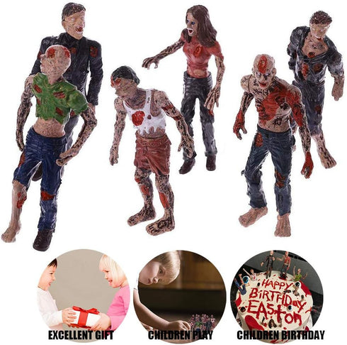 6 Pcs Zombie Dolls Action Figures Toys Walking Dead Toys Terror Corpse Articulated Joints Miniature Model for Halloween Party Decorations As Gifts...