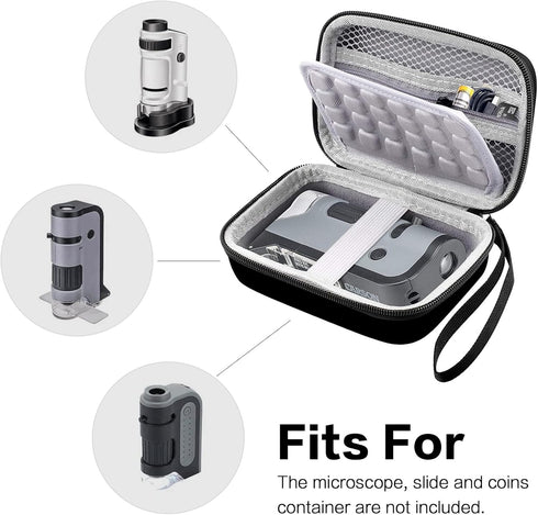Microscope Case for Carson MicroFlip 100x-250x LED and UV Lighted Pocket Microscope(MP-250 or MP-250MU), Box for MicroBrite Plus 60x-120x Kids and...