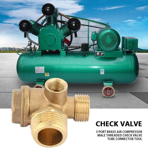 Check Valve for Air Compressor Air Compressor Check Valve, 3-Port Brass Male Threaded Air Compressor Check Valve, Tube Connector Tool Pneumatic Ac...