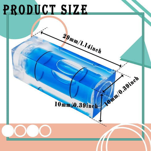 10x10x29mm Blue Mini Acrylic Square Bubble Spirit Levels Measuring Tools,High Precision Mini Level Bubble(10pcs)...