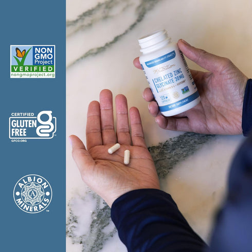 Chelated Zinc Supplements | Zinc Glycinate 30mg | Highly-Absorbable TRAACS Chelated Zinc Bisglycinate, Vitamin B6 & BioPerine | Immune Support, Ac...
