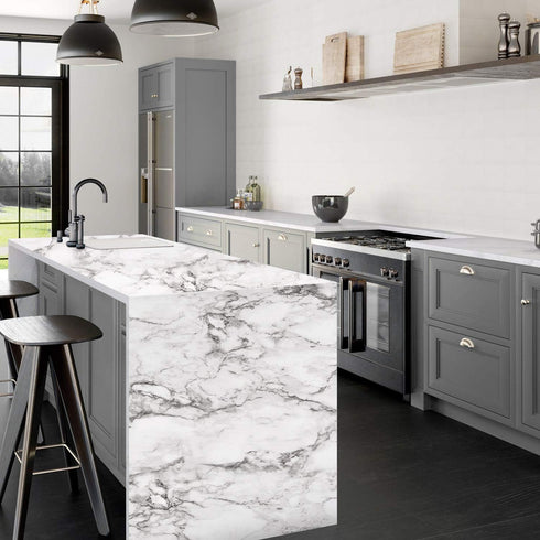 Mecpar Marble Wallpaper 17.7" x 118" Marble Contact Paper Peel and Stick Wallpaper Grey White Marble Wallpaper Self Adhesive Waterproof Wallpaper ...