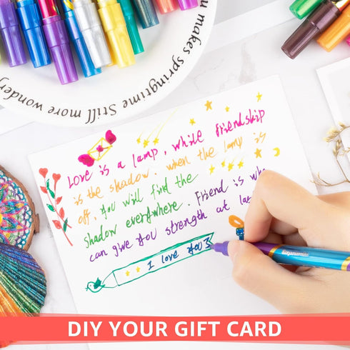 JR.WHITE Glitter Metallic Paint Pens: Sparkle Water-Based Marker Pen for Greeting Cards, Mugs, Wood, Art Drawing, Rock Painting, Posters, Albums, ...