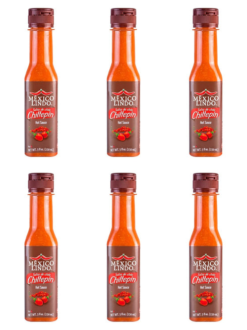 Mexico Lindo Chiltepin Hot Sauce | 14,200 Scoville Level | Traditional Spicy Flavor | 5 Fl Oz Bottles (Pack of 6)...
