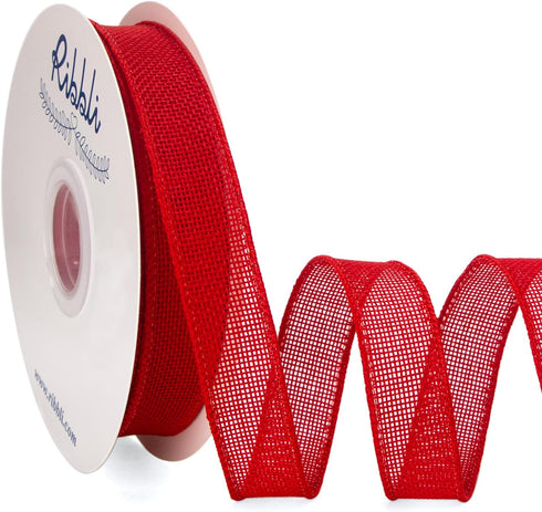 Ribbli Red Burlap Wired Ribbon, 1” Inch x Continuous 20 Yard, Red Wired Ribbon for Wreaths,Big Bows,Tree Decoration,Outdoor Decoration...