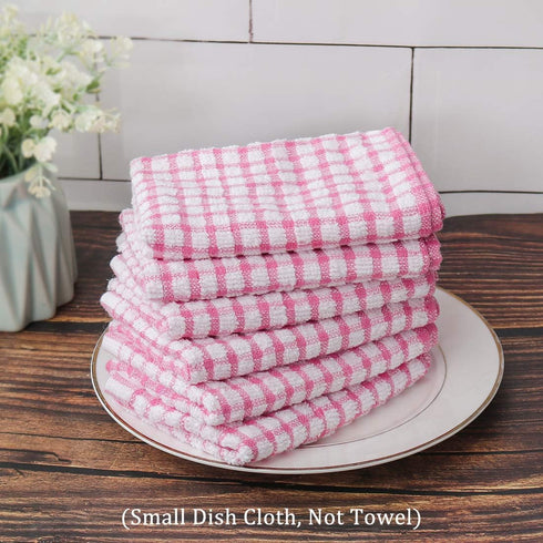 uxcell Cotton Terry Small Kitchen Dish Cloth, Absorbent and Quick Drying Cleaning Dish Rags, 15 x 10.5 Inches, Pack of 6, Pink...