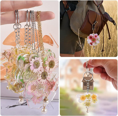 Bekecidi 113 PCS Resin Molds Silicone Keychain Kit Epoxy Resin Mold with Hole Silicone Molds for Resin Casting Pendant Jewelry Keychain Making Kit...