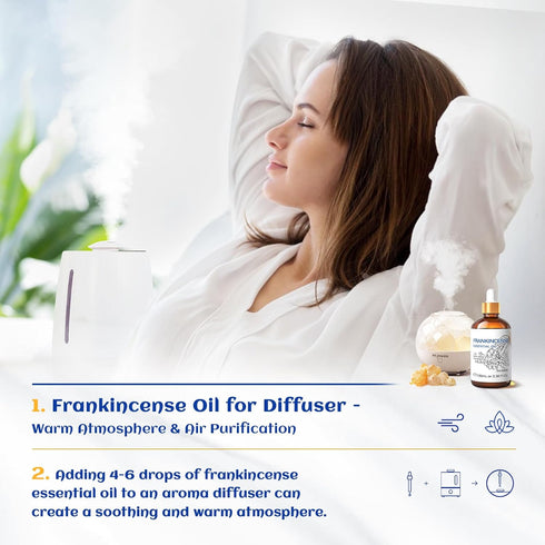 HIQILI 100ML Frankincense Essential Oil, for Massage, Pain Relief, 100% Pure and Natural 3.38 Fl Oz...