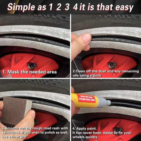 Rim Repair Kit Curb Rash, Gloss Black Rim Touch Up Paint, Wheel Scratch Repair Kit Wheel Paint Rim Paint Pen for Wheel Repair, Universal Color Bla...