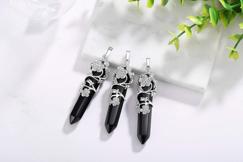 XIANNVXI Crystal Necklace Flower Wrapped Point Pendant Necklaces Reiki Healing Crystals Stone Necklaces Gemstone Quartz Jewelry for Women...