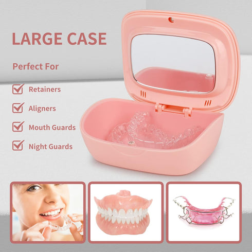 Denture Bath Box Cup?With mirror Dental braces Kit Portable Retainer Case?False Teeth Storage Box Holder?With braces chewable tablets? Braces remo...