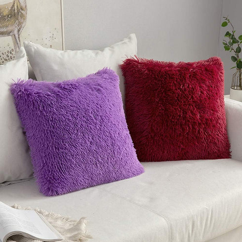 MIULEE Pack of 2 Luxury Faux Fur Throw Pillow Cover Deluxe Winter Decorative Plush Pillow Case Cushion Cover Shell for Sofa Bedroom Car 18 x 18 In...