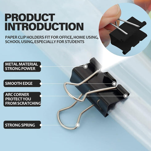Binder Clips Paper Clamps Assorted Sizes 150 Count Medium, Small,Micro Assorted Binder Clips 3 Sizes Metal Black Binding Paperwork Clamp Bulk, Sch...