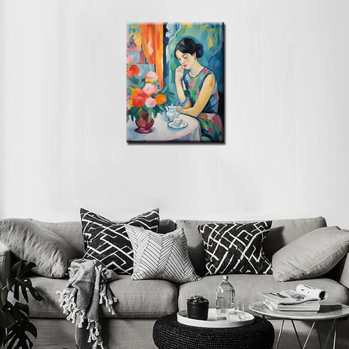 Fashion Elegant Women DIY Number Painting Tropical House Plant Oil Paint by Numbers for Adults Beginners without Frame Graffitic Oil Painting on C...