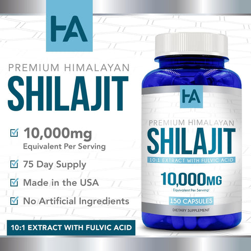 Shilajit 10,000mg (150 Capsules) - Premium Shilajit Capsule (Non-GMO & Gluten Free)...