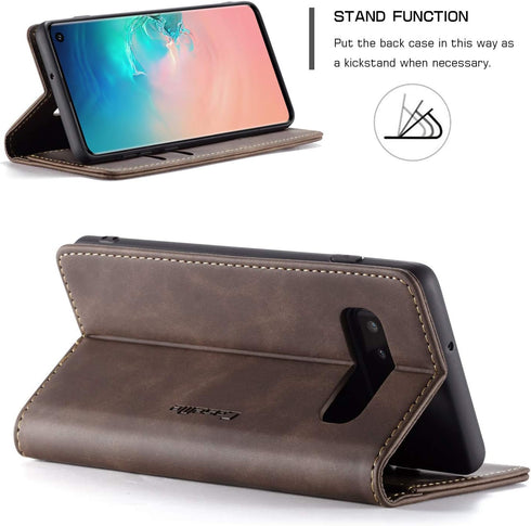 Samsung Galaxy S10 Wallet Case, Magnetic Stand Leather Flip Protective Case with ID & Credit Card Slots Holder Case Wallet for Galaxy S10(Coffee)...