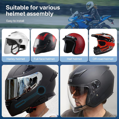 Motorcycle Helmet Bluetooth Headset - Outdoor Waterproof Sports Hands Free Speakers Headset,Automatic Call Wireless Motorcycle Headset,15 Hours Pl...