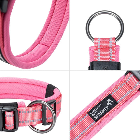 EXCELLENT ELITE SPANKER Reflective Dog Collar Classic Soft Padded Breathable Nylon Adjustable Pet Collar with Quick Release Buckle for Boy Girl Ma...