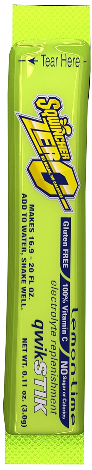 Sqwincher 060106-LL Zero Qwik Stik Powder, 20 oz, Yellow, Standard (Pack of 50)...