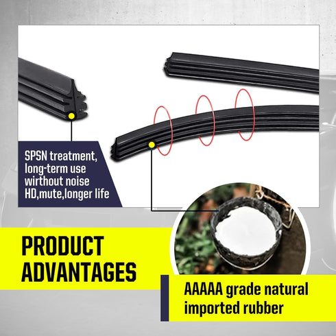 4 PCS Automotive Wiper Strip, 0.23" x 26" Frameless T-shape Windshield Cleaning Replacement Noiseless Rubber Strip, DIY Cutting Length Accessories...