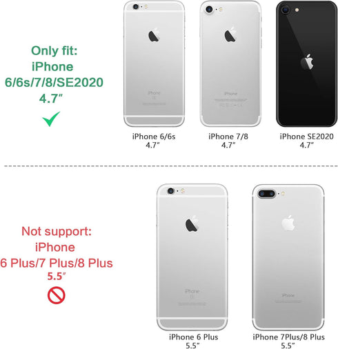 for iPhone SE 2020 Case with Screen Protector,Shockproof Drop Test Cover with Car Mount Kickstand Lightweight Protective Case for iPhone 6/6s/7/8/...