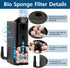 AQQA Aquarium Sponge Filter Submersible Fish Tank Filter Ultra Quiet Biochemical Sponge with 1 Spare Sponge 1 Bag of Bio Ceramic Media Balls Suita...