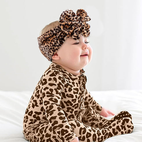 YanJie Hairband - Soft Velvet Baby Headbands with Big Bows, Leopard Color, Handmade for Baby Girls from Newborn to Toddler...