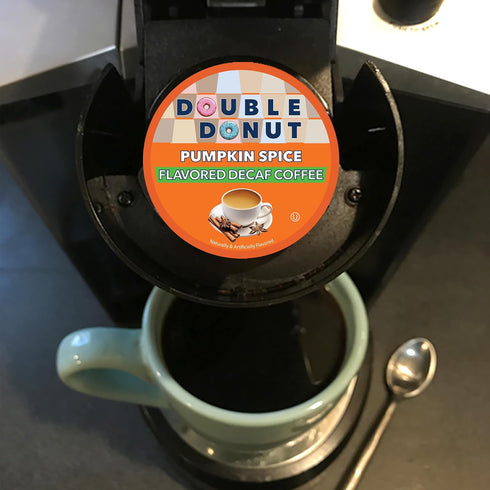 Double Donut Medium Roast Decaf Coffee Pods, Pumpkin Spice Flavored, for Keurig K-Cup Machines, 24 Single-Serve Capsules per Box...