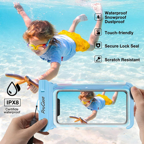 ProCase 2 Pack Waterproof Phone Pouch for Swimming, Underwater Phone Case Up to 7", Dry Bag for iPhone 15 14 13 Pro Max, Galaxy S24 S23 S22 Ultra ...