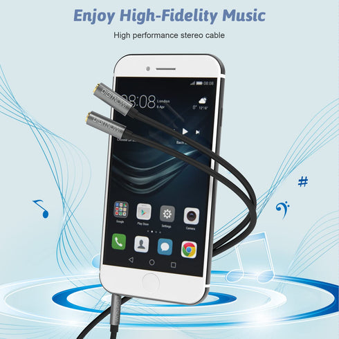 Headphone Splitter,3.5mm Extension Cable Audio Stereo Y Splitter (Hi-Fi Sound), 3.5mm Male to Female Dual Headset Jack Adapter for iPhone Samsung ...