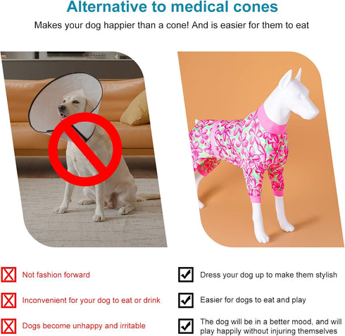 LovinPet Pitbull Pet Outfit, Post Surgery Recovery Pajamas for Dogs, Reflective Stripe, Full Coverage Dog Onesie, Breathable & Stretchy Fabric, Pi...