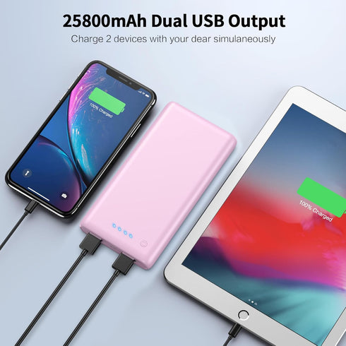 Portable Charger Power Bank 26800mah,Ultra-High Capacity Safer External Cell Phone Battery Pack,2 USB Output High Speed Charging Power bank Compat...
