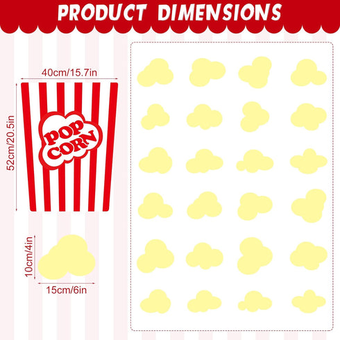 25 Pcs Various Popcorn Stickers Bulletin Board Self Stick Popcorn Accents Adhesive Fake Popcorn Decorations for Kids Teacher Classroom Blackboard ...