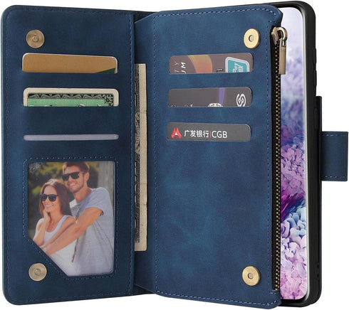 ZZXX for Samsung Galaxy S21 Wallet Case with Card Slot Premium Soft PU Leather Zipper Flip Folio Wallet with Wrist Strap Kickstand Protective for ...