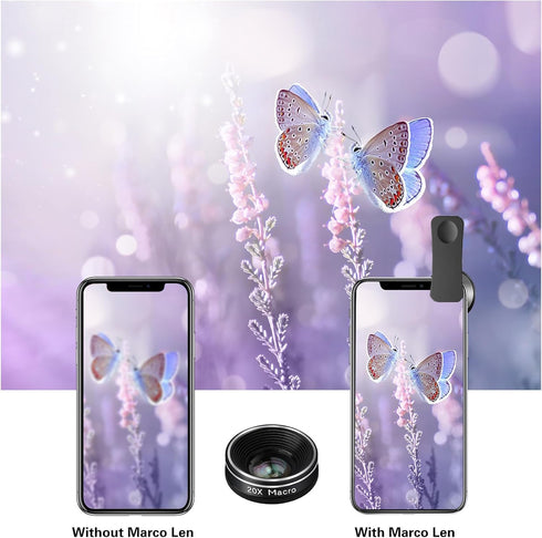 Phone Camera Lens, Godefa 3 in 1 Phone Lens kit-205° Fisheye Lens + Macro Lens + 120° Wide Angle Lens,Clip on Cell Phone Camera Lens Kits Compatib...