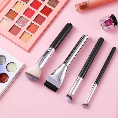 Makeup Brushes 4 Pcs Foundation Brush Concealer Brush Portable Facial Brushes Cream Spatulas Tools Powders Scrubber Brush Soft Bristles Brush for ...
