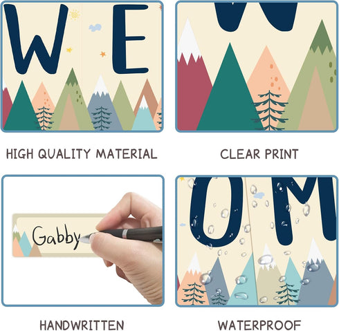87Pcs Welcome Bulletin Board set Moving Mountains Bulletin Boarder Welcome Banner Classroom Decoration Paper Cutouts for School Supplies Wall Deco...