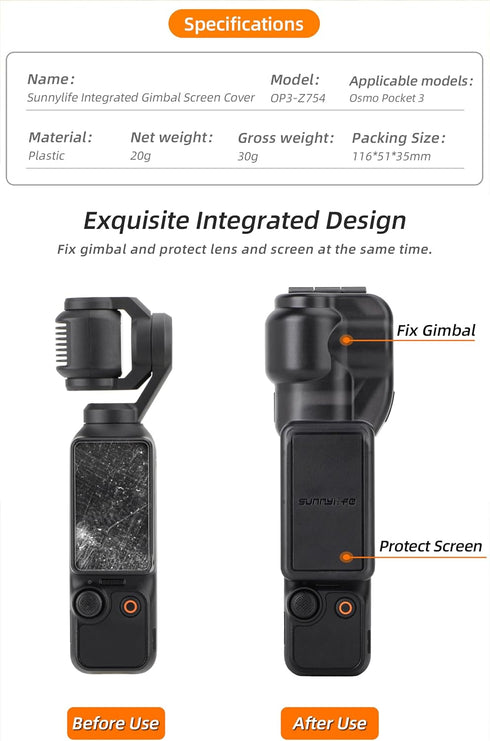 Pocket 3 Protective Case Cover for DJI Osmo Pocket 3, Gimbal Protector Lens Screen Protective Cover for DJI Osmo Pocket 3 Accessories...