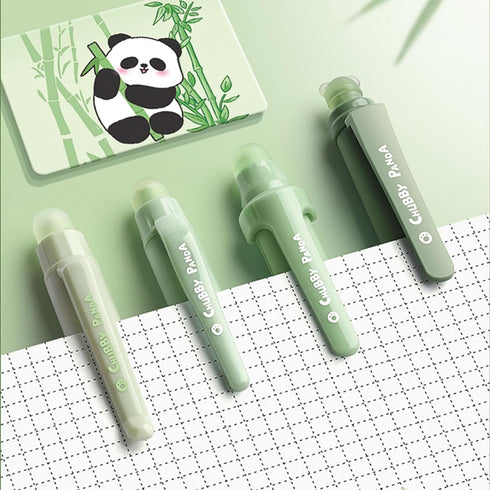 4 Pcs Erasable Retractable Pens Cute Panda Gel Ink Pens Soft Grip Pens 0.5mm Fine Point Pen Office School Pens Women Girls Boys Pens (Blue Ink-Pan...