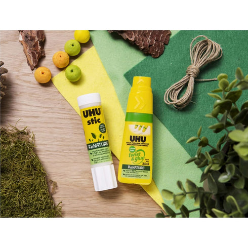 UHU TWIST & GLUE RENATURE - Solvent free, multi purpose adhesive in a plant based, Bottle 35ML, Pack of 3...